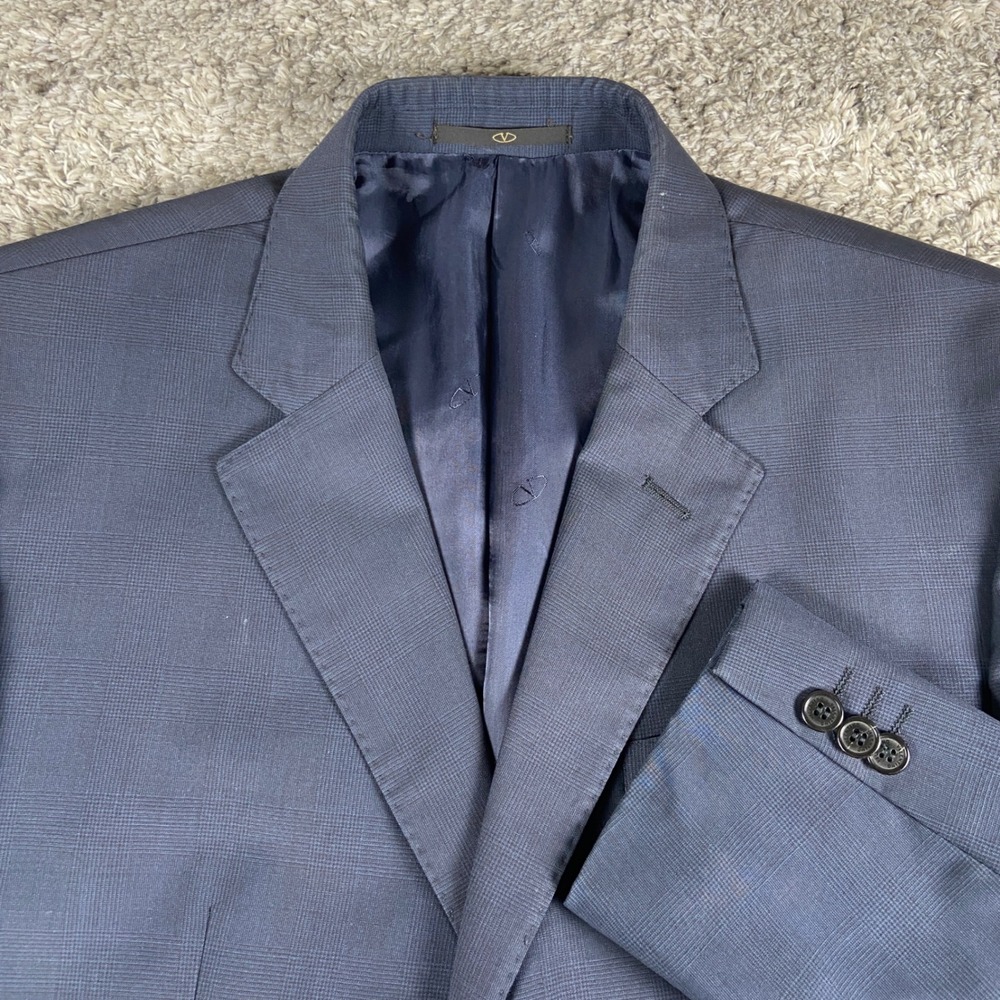 Valentino Roma Blazer Mens 52R Blue Wool Two Button Italian Designer Suit Jacket